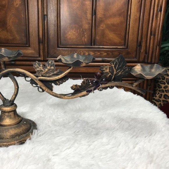 Rustic Bronze Metal Grapevine Candelabra - Picture 9 of 12
